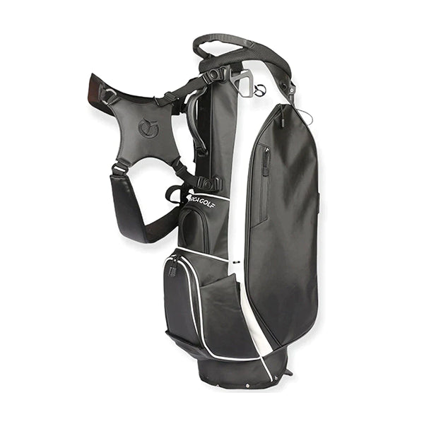 Used Black & White Leather Vessel Golf Staff Bag Embroidered